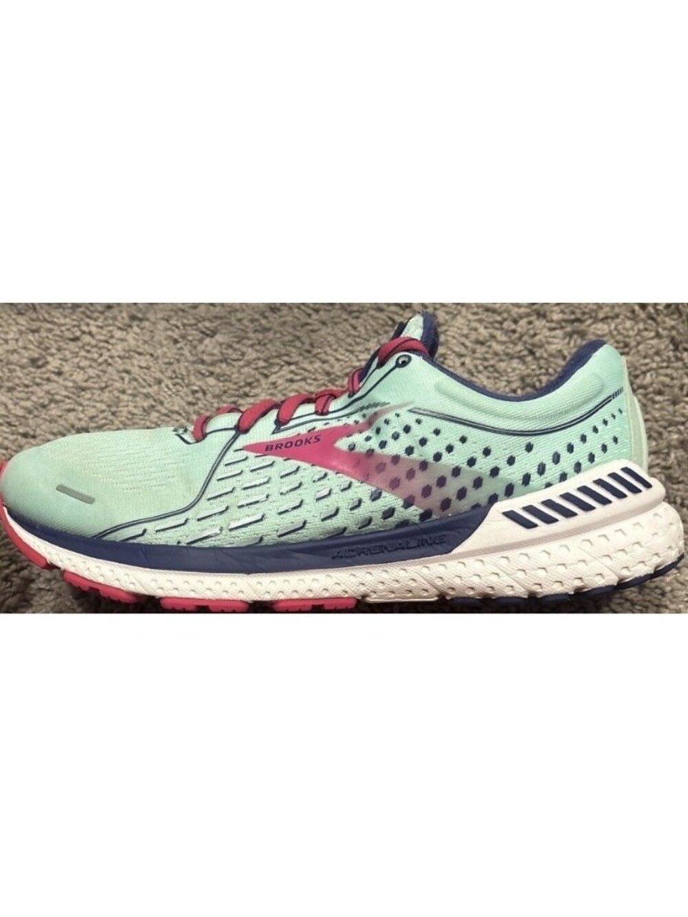Brooks Adrenaline GTS 21 Women's Running Shoes Yucca/Navy Blue/Fuchsia Sz 9.5 B